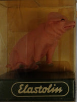PREISER # 47047 - PIG, SITTING - 1:25 SCALE PLASTIC FIGURE - ELASTOLIN