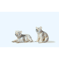 PREISER # 47523 - 2 POLAR BEAR CUBS  - 1:25 SCALE PLASTIC FIGURE - ELASTOLIN