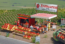 BUSCH 1073 - MARKET STAND 'STRAWBERRIES'  -  HO SCALE PLASTIC MODEL KIT