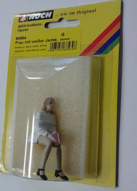 NOCH # 68564 - G SCALE FIGURE - WOMAN WITH WHITE JACKET, SITTING