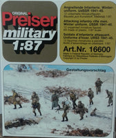 PREISER MILITARY # 16600 - ATTACKING INFANTRY RIFLE MEN -  HO SCALE KIT