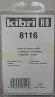 KIBRI  # 8116  - SET OF BLACK AND WHITE COWS - HO Scale