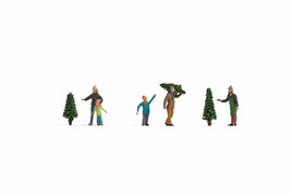 NOCH 15927 - 'SELLING CHRISTMAS TREES'  - HO SCALE PLASTIC MODEL FIGURES