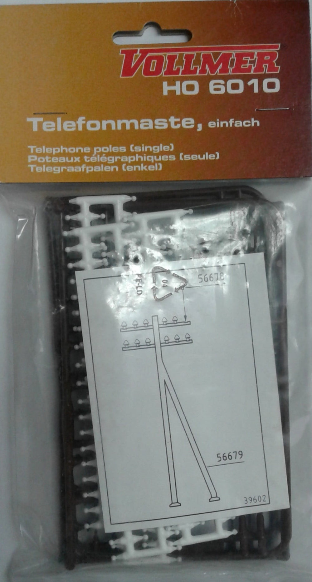VOLLMER 6010 - TELEPHONE POLES - SINGLE - HO SCALE MODEL KIT