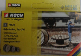 NOCH 14638 -CABLE ROLLS, 3 PC SET -  MODEL KIT - HO SCALE - LASER CUT MINIS