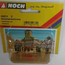 NOCH 42870 - 'SUNSHADE SET' TABLE, CHAIRS, UMBRELLAS - Z SCALE PLASTIC MODEL
