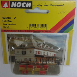 NOCH 43200  - PARK BENCHES WITH 2 FIGURES - Z SCALE PLASTIC MODEL