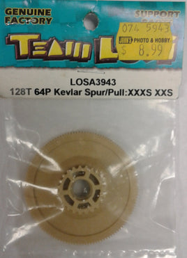 LOSI - A-3943 - LOSA3943 -128T 64P KEVLAR SPUR/PULL FOR XXX-S , XXS - VINTAGE PART