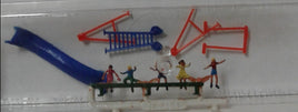 MERTEN N 2454  'CHILDREN WITH SLIDE, SWINGS AND BALANCING BEAM' N SCALE PLASTIC MODEL FIGURES