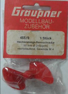 GRAUPNER #455/9 - MODEL BOAT PROPELLER - 2 BLADES - RED NYLON