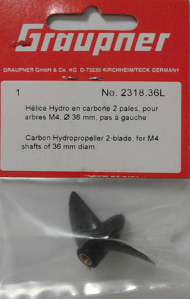 GRAUPNER # 2318/36L - HIGH PERFORMANCE RACING-TYPE MARINE PROPELLER - 2 BLADES - FOR MODEL BOATS