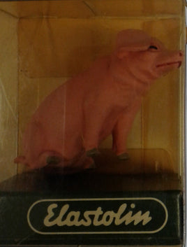 PREISER # 47047 - PIG, SITTING - 1:25 SCALE PLASTIC FIGURE - ELASTOLIN