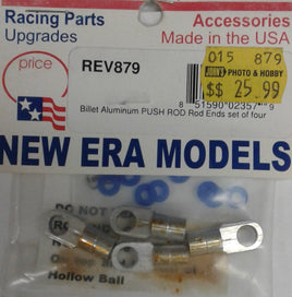 NEW ERA MODELS # REV879 - BILLET ALUMINUM PUSH ROD, ROD ENDS, SET OF FOUR