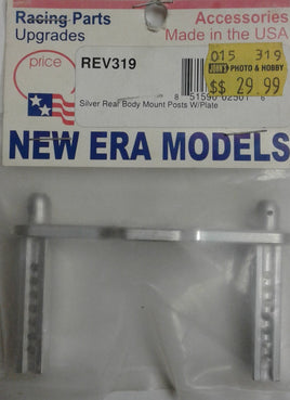 NEW ERA MODELS # REV319 - SILVER, REAR BODY MOUNT POSTS WITH PLATE - FOR TRAXXAS NITRO REVO