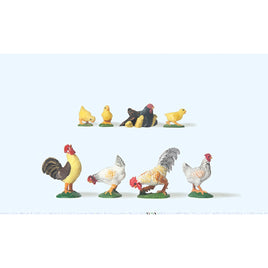 PREISER # 47070 - ROOSTERS AND HENS - 1:25 SCALE
