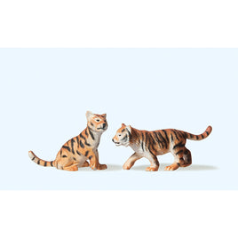 PREISER # 47513 - 2 TIGER CUBS - 1:25 SCALE PLASTIC FIGURE - ELASTOLIN