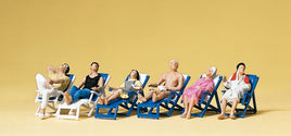 PREISER 10437 - "PEOPLE RESTING ON DECK CHAIRS" - 1:87/HO SCALE