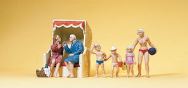 PREISER 10438 - "COUPLE IN THE BEACH CHAIR, PLAYING CHILDREN" - 1:87/HO SCALE