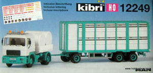 KIBRI # 12249 - MAN TRACTOR WITH ANIMAL TRAILER - HO Scale