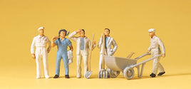 PREISER # 14144 - 'CONSTRUCTION WORKERS, WHEEL BARROW'  - 1:87/HO SCALE