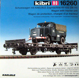 KIBRI # 16260 - FLAT WAGON WITH TRACTOR UNIT - HO Scale