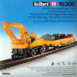 KIBRI # 16300 - RAIL MOUNTED DIGGER W/FLAT WAGON - HO Scale