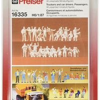 PREISER # 16335 - 1:87 SCALE UNPAINTED TRUCKERS AND CAR DRIVERS