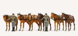 PREISER MILITARY # 16597 - DRAUGHT HORSES WITH SOLDIERS