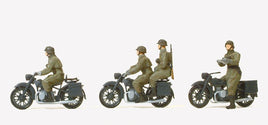 PREISER MILITARY # 16598 - MOTORCYCLE CREW, MOUNTED