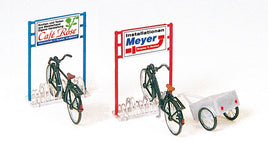 PREISER # 17163 - BIKES, STANDS, TRAILER. 1:87 SCALE