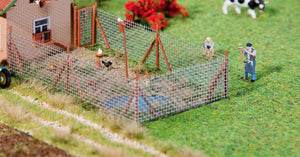 FALLER 180414 - WIRE MESH FENCE WITH WOOD POLES - HO SCALE PLASTIC MODEL KIT