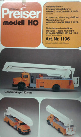 PREISER # 1196 - MUNICIPAL VEHICLE WITH LADDER - HO SCALE KIT