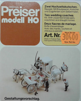 PREISER # 30400 - 2 WEDDING COACHES - HO SCALE KIT