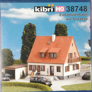 KIBRI # 38748 -  Family house with terrace, garage and pergola - HO scale Kit