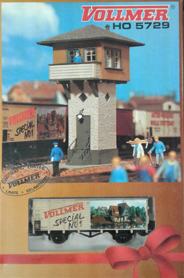 VOLLMER # 5729 - Special - Signal Box with Vollmer Wagon - HO Scale Kit