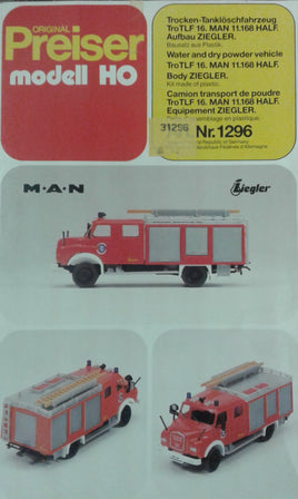 PREISER # 31296 - FIRE VEHICLE -  HO SCALE