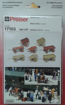 PREISER # 17103 -  HAND CARTS - KIT  - HO SCALE
