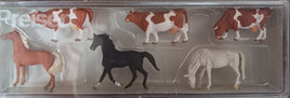 PREISER 75019 - "HORSES, COWS " (brown and white cows) - 1:120 'TT' SCALE PLASTIC MODEL FIGURES