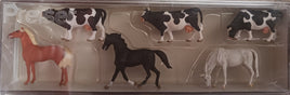 PREISER 75019 - "HORSES, COWS (black and white) " - 1:120 'TT' SCALE PLASTIC MODEL FIGURES