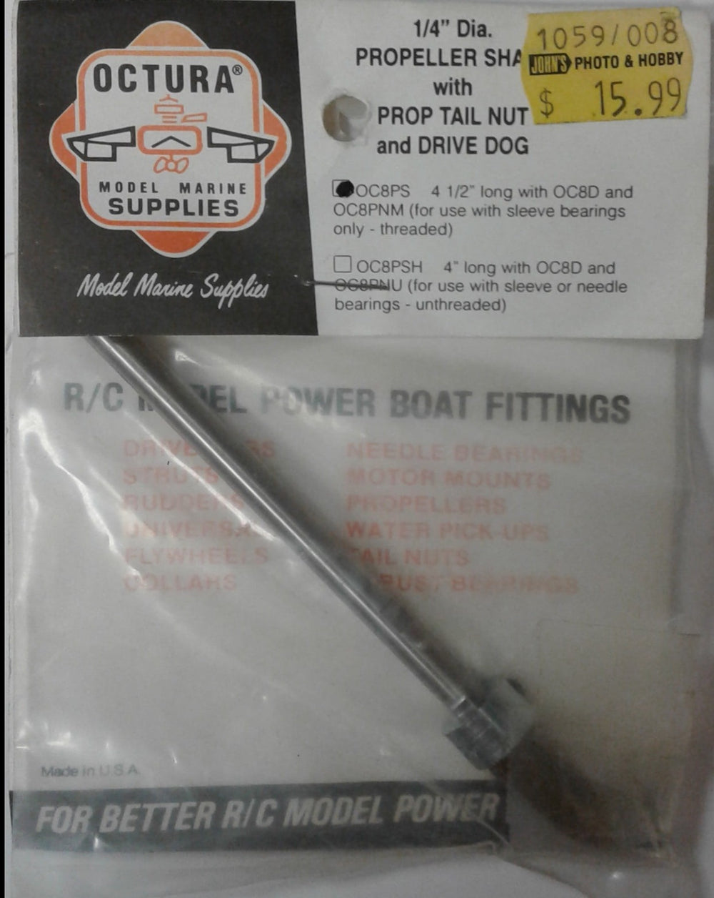 OCTURA - OC8PS - PROP SHAFT WITH DRIVE DOG AND PROP NUT