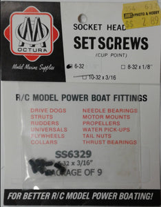 OCTURA - SS6329 - SOCKET HEAD, SET SCREWS (CUP POINT) 6-32 X 3/16
