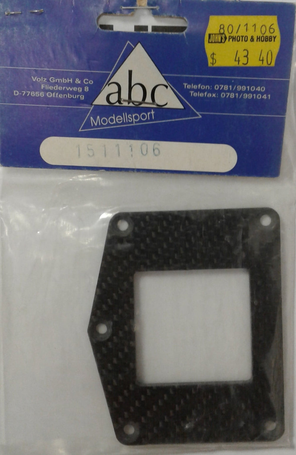 ABC MODELLSPORT - HARM - 1511106 - CARBON SERVO MOUNTING TRAY - FITS FUTABA