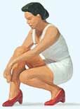 PREISER # 28228 - 'WOMAN PUTTING ON HER SHOES' - 1:87/HO SCALE