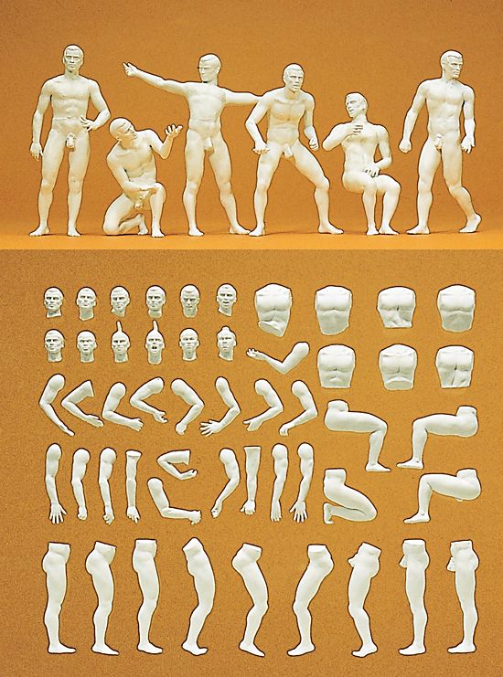 PREISER # 45900 - 6 UNPAINTED MODEL FIGURES 