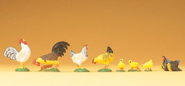 PREISER # 47070 - ROOSTERS AND HENS - 1:25 SCALE
