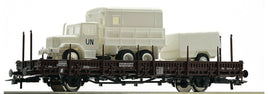 Roco # 67495 - Stake Wagon, loaded with GMC M35 - HO Scale