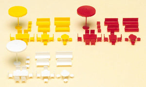 PREISER # 79554 - TABLES, CHAIRS AND SUNSHADES- 1:160 SCALE