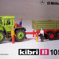 KIBRI # 10522 - FARM TRACTOR WITH TRAILER - HO Scale