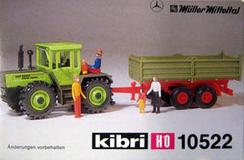 KIBRI # 10522 - FARM TRACTOR WITH TRAILER - HO Scale