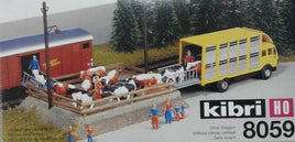 KIBRI  # 8059  -  CATTLE TRANSPORTER W/CATTLE AND FIGURES - HO Scale Kit